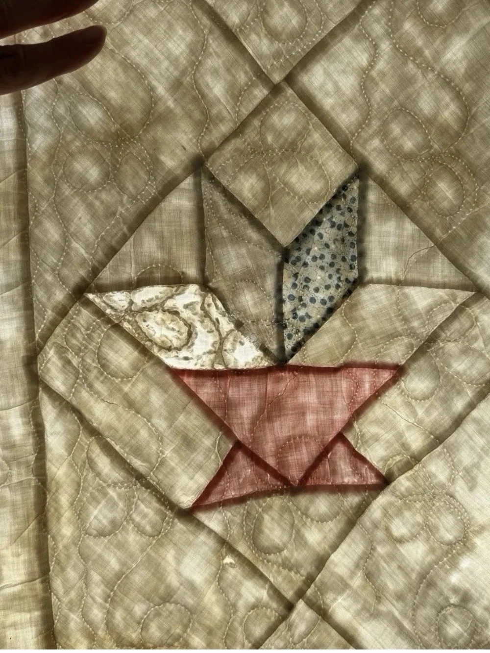 Antique 1920s Flower Basket Quilt - Cotton Feed Sack Cutter Quilt 64x90